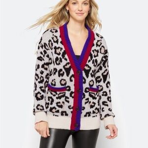 Vigoss Cream and Black Chunky Knit Cardigan